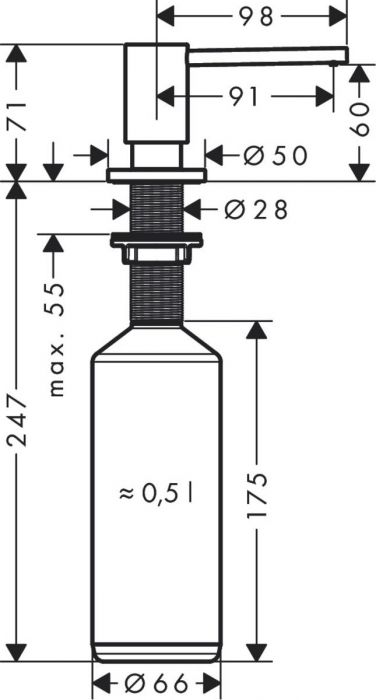 Дозатор за течен препарат hansgrohe A41SS   40438800