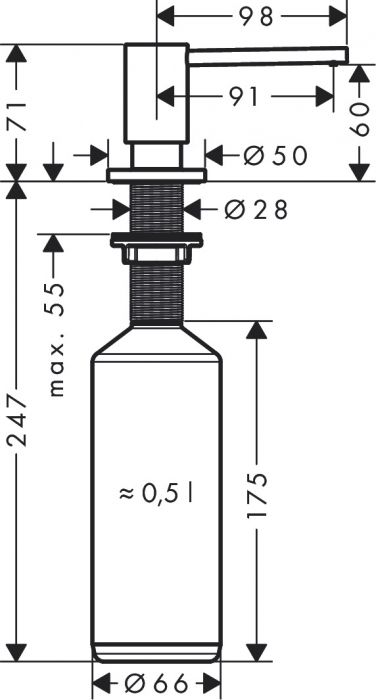 Дозатор за течен препарат hansgrohe A41 matt black  40438670