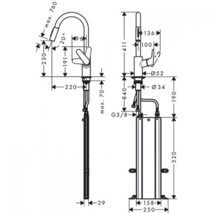 Смесител за кухня hansgrohe M4116-H24  –  73880000